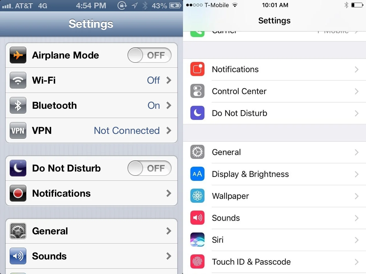 iOS UI comparison