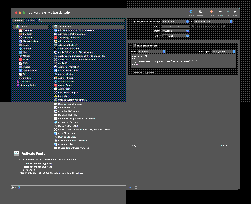 Automator quick action details for converting to HTML