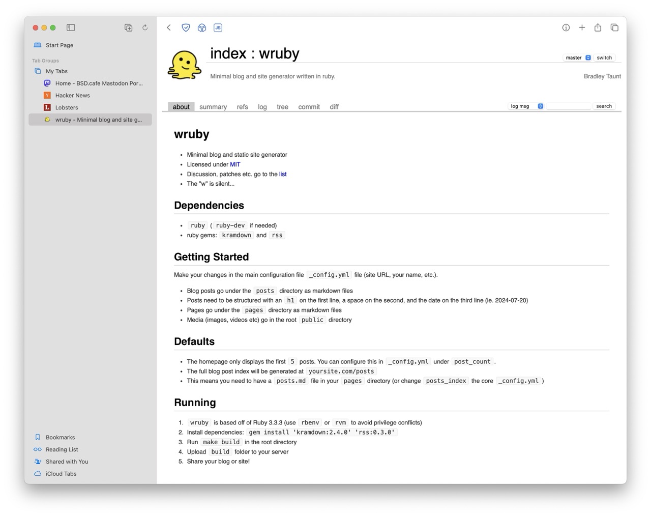 Safari with vertical tabs